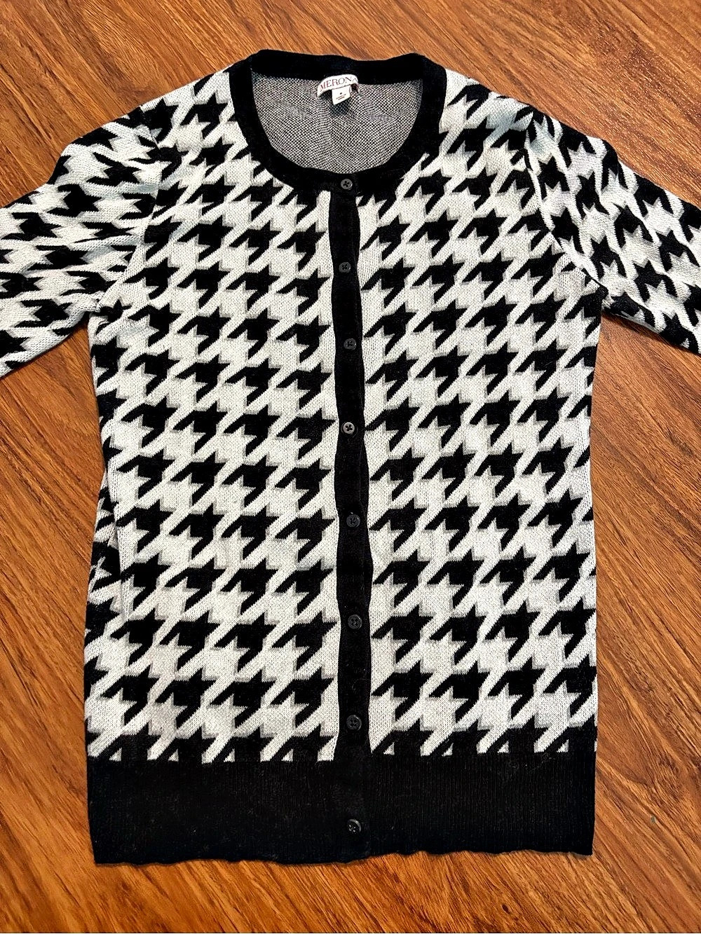 Merona Houndstooth Women’s Cardigan Sweater in Black & White Size Small